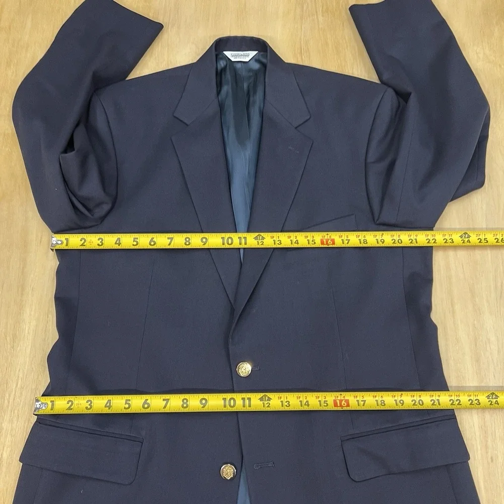 Joseph & Feiss Blazer Mens‎ 41L Long Classic Fit Wool Dark Navy Golden Buttons - Picture 8 of 11